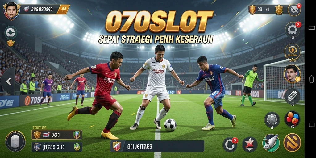 Tampilan aksi ceria dalam game sepak bola 070SLOT.