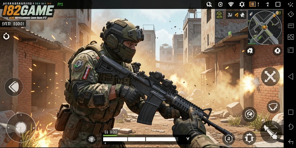 Tangkapan layar menunjukkan aksi gameplay dinamis dalam 182GAME.