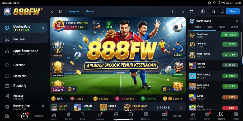 Tampilan gameplay aplikasi Sportsbook yang menarik di 888FW.
