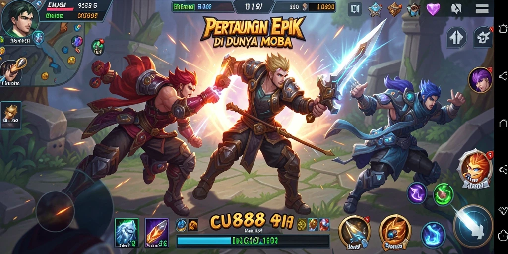 Tangkapan layar penuh aksi dari gameplay MOBA CU888.