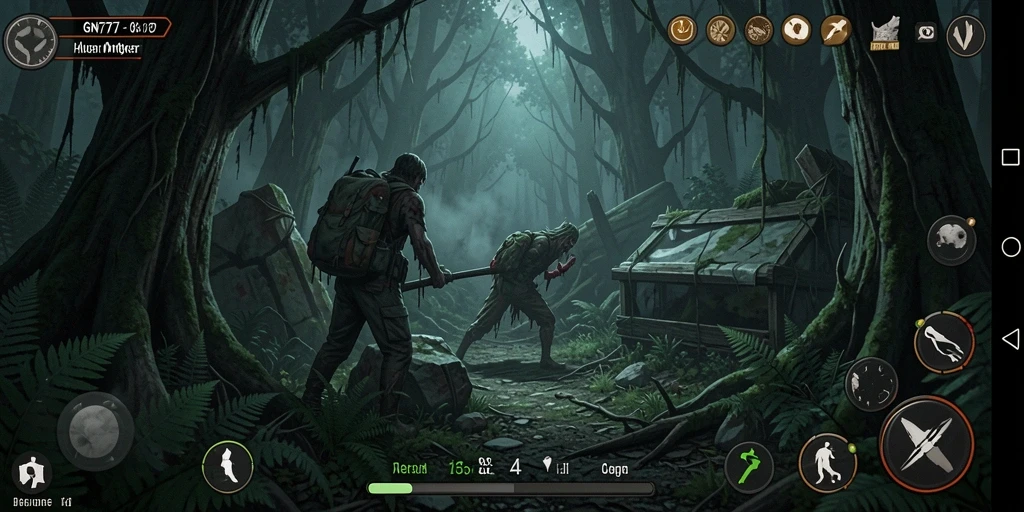 Screenshot gameplay GN777 dengan suasana kegelapan dan ketegangan.