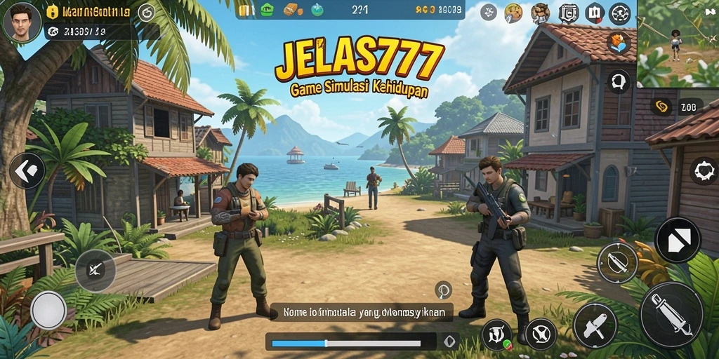 Tampilan gameplay seru di JELAS777 yang menampilkan interaksi karakter.