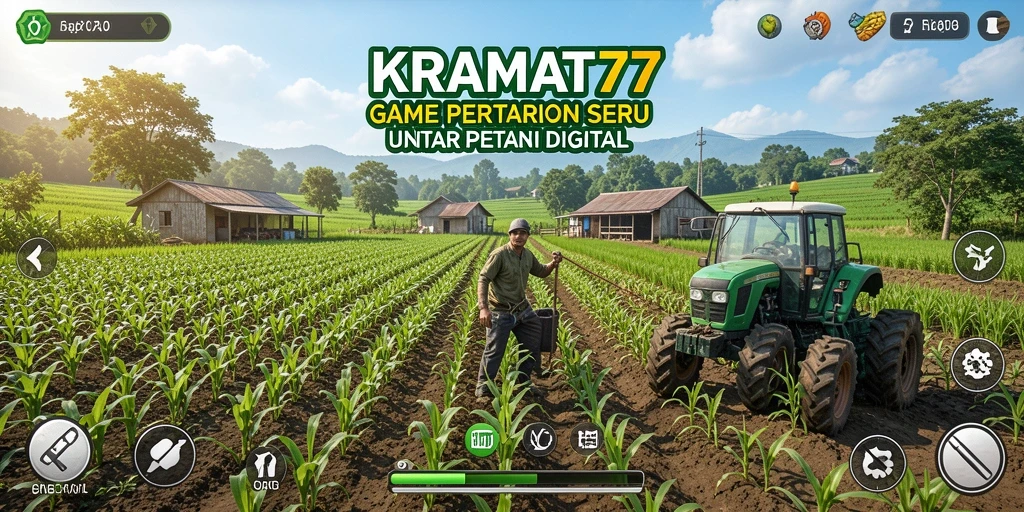 Screenshot gameplay KRAMAT77 menampilkan aktivitas bertani yang menggembirakan.