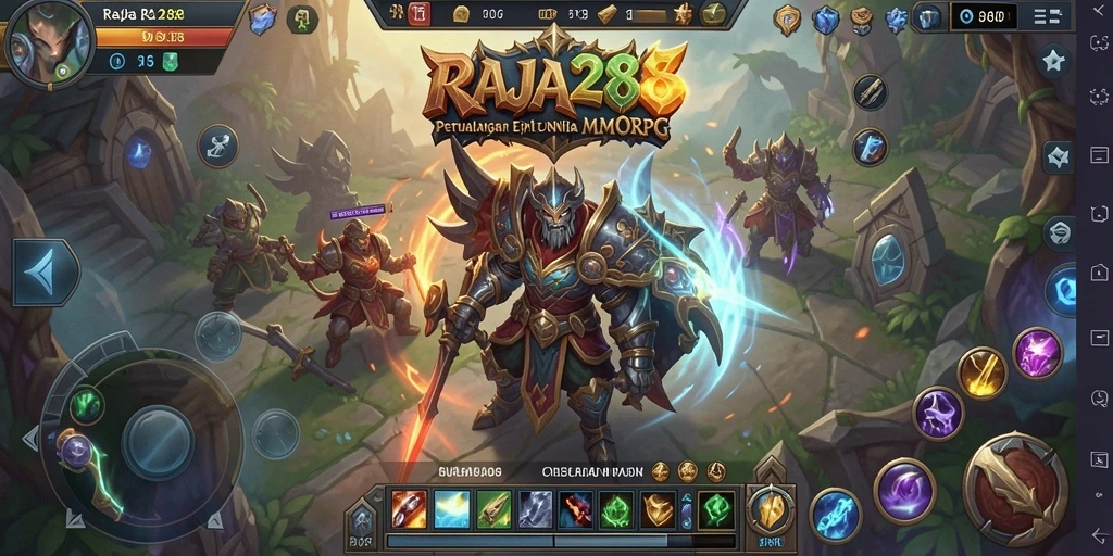 Tangkapan layar gameplay RAJA288 menunjukkan pertarungan epik dalam dunia MMORPG.