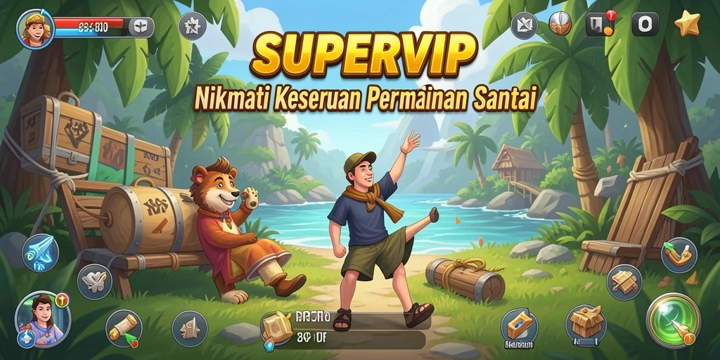 Screenshot utama SUPERVIP menampilkan gameplay yang menyenangkan dan interaktif.